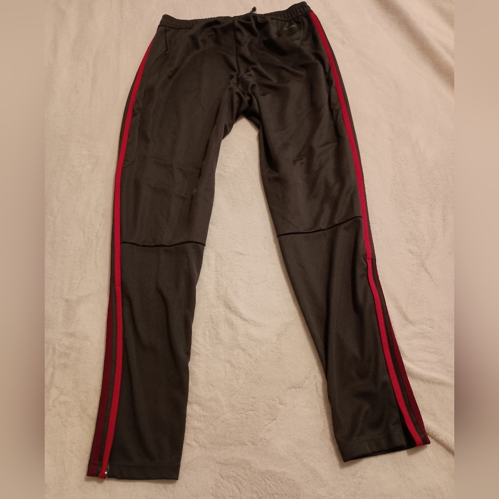 Adidas Trio19 Soccer Training Pants Men's Size Medium Grey W/Red Stripes